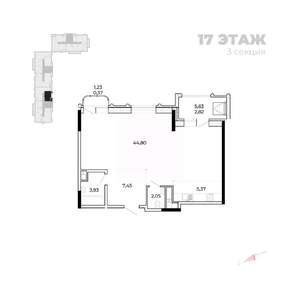 Студия квартира, вторичка, 70м2, 17/17 этаж
