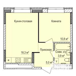 1-к квартира, строящийся дом, 38м2, 2/17 этаж