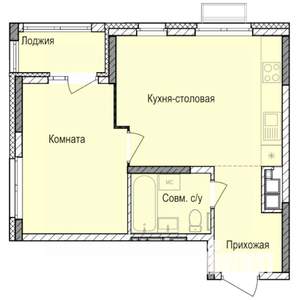 1-к квартира, строящийся дом, 40м2, 2/17 этаж