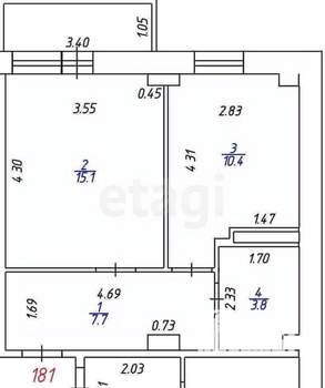 1-к квартира, вторичка, 38м2, 13/14 этаж