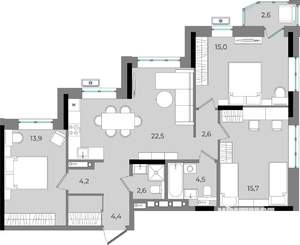 3-к квартира, вторичка, 88м2, 2/16 этаж