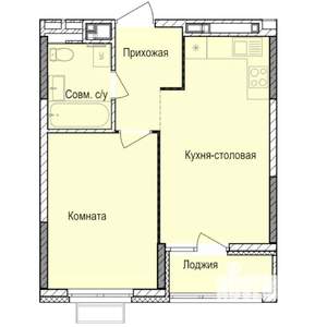 1-к квартира, строящийся дом, 38м2, 14/17 этаж