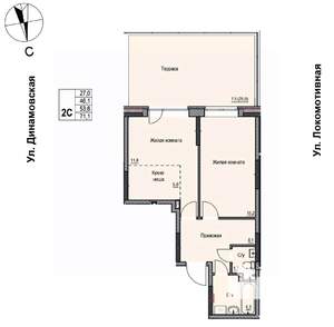 2-к квартира, строящийся дом, 54м2, 1/17 этаж