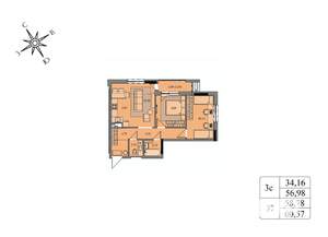 3-к квартира, вторичка, 59м2, 4/17 этаж