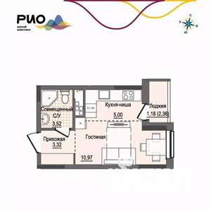 Студия квартира, вторичка, 24м2, 13/17 этаж