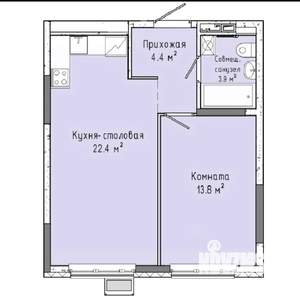 1-к квартира, строящийся дом, 45м2, 16/16 этаж