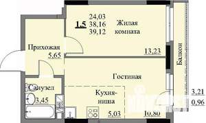 1-к квартира, строящийся дом, 41м2, 4/17 этаж