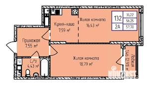 2-к квартира, строящийся дом, 58м2, 10/17 этаж