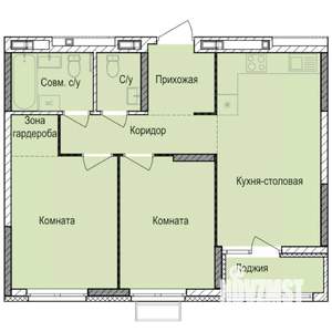 2-к квартира, строящийся дом, 58м2, 13/17 этаж