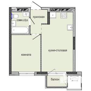 1-к квартира, строящийся дом, 35м2, 7/16 этаж