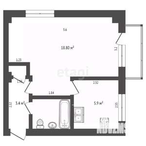 1-к квартира, вторичка, 32м2, 5/5 этаж