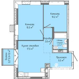 2-к квартира, строящийся дом, 58м2, 8/16 этаж