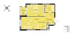 2-к квартира, вторичка, 45м2, 7/17 этаж