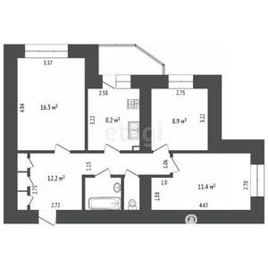 3-к квартира, вторичка, 63м2, 6/14 этаж