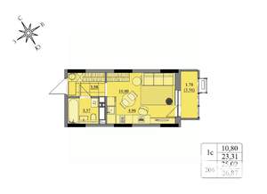 Студия квартира, вторичка, 25м2, 15/17 этаж