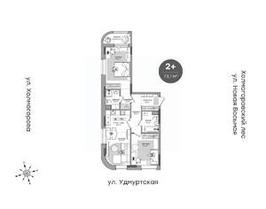 2-к квартира, строящийся дом, 71м2, 1/17 этаж