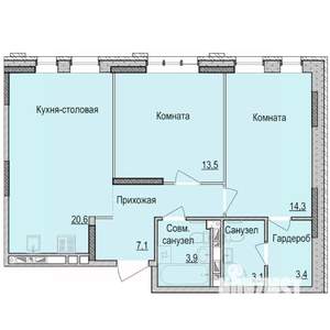 2-к квартира, строящийся дом, 66м2, 1/17 этаж