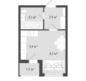1-к квартира, вторичка, 31м2, 8/25 этаж