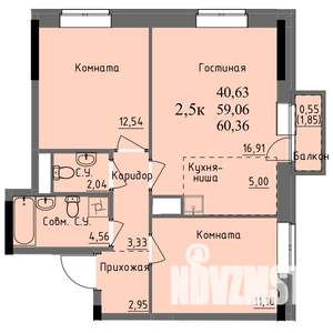 2-к квартира, строящийся дом, 59м2, 10/17 этаж