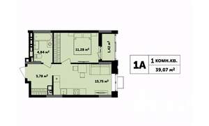 1-к квартира, строящийся дом, 39м2, 17/17 этаж