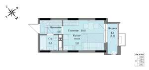 Студия квартира, вторичка, 25м2, 15/17 этаж