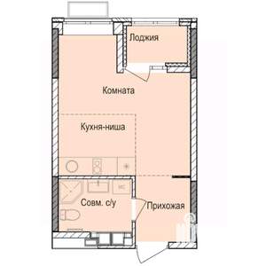 Студия квартира, строящийся дом, 26м2, 4/17 этаж