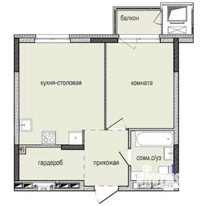 1-к квартира, строящийся дом, 42м2, 10/16 этаж