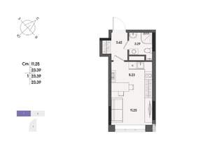 1-к квартира, строящийся дом, 23м2, 2/17 этаж