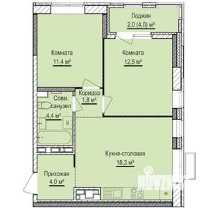 2-к квартира, вторичка, 54м2, 11/17 этаж