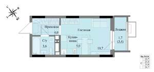 Студия квартира, вторичка, 25м2, 10/17 этаж