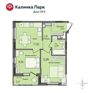2-к квартира, вторичка, 46м2, 12/17 этаж