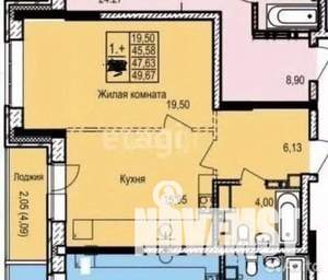 1-к квартира, вторичка, 44м2, 6/28 этаж