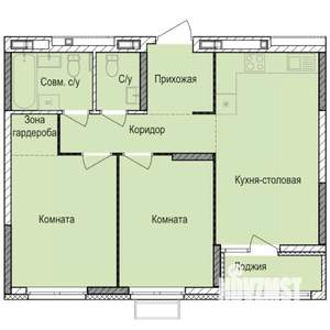2-к квартира, строящийся дом, 58м2, 14/17 этаж