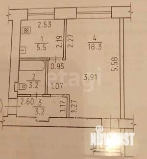 1-к квартира, вторичка, 31м2, 4/5 этаж