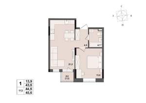 1-к квартира, вторичка, 45м2, 14/17 этаж