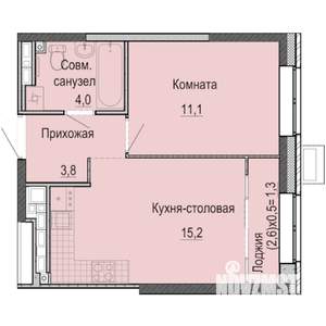 1-к квартира, строящийся дом, 35м2, 24/25 этаж