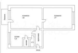 2-к квартира, вторичка, 45м2, 3/5 этаж