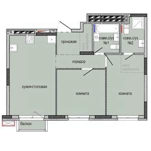 2-к квартира, вторичка, 61м2, 3/16 этаж