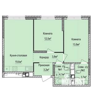 2-к квартира, вторичка, 60м2, 2/17 этаж