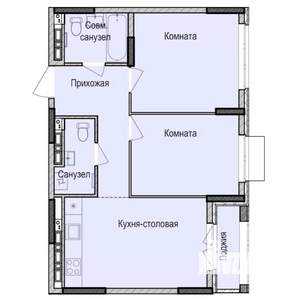 2-к квартира, строящийся дом, 55м2, 5/17 этаж