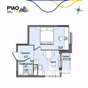 1-к квартира, вторичка, 34м2, 13/17 этаж