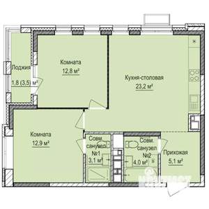 2-к квартира, вторичка, 63м2, 17/17 этаж