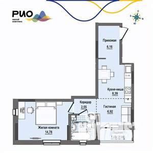 1-к квартира, вторичка, 44м2, 6/17 этаж