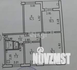 4-к квартира, вторичка, 68м2, 9/9 этаж