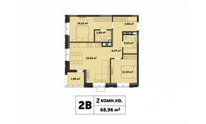 2-к квартира, строящийся дом, 69м2, 3/17 этаж
