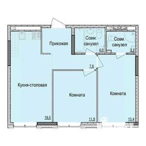 2-к квартира, строящийся дом, 59м2, 2/17 этаж