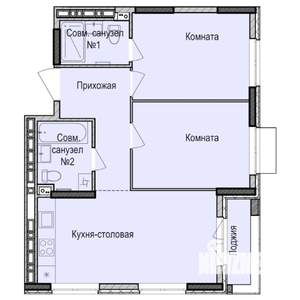 2-к квартира, строящийся дом, 58м2, 12/17 этаж