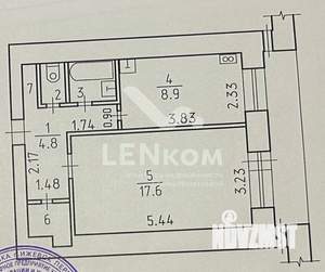 1-к квартира, вторичка, 38м2, 6/9 этаж