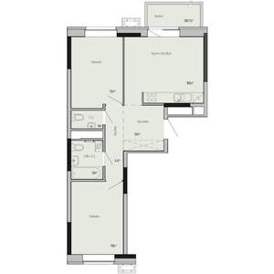 2-к квартира, строящийся дом, 57м2, 12/17 этаж