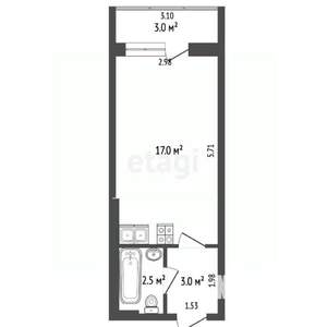 Студия квартира, вторичка, 23м2, 9/10 этаж